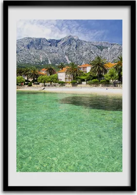 Produktbild von Bild - Bilderrahmen - Foto - 70 cm x 100 cm - MDF - Rahmen - Wandkunst - Strand in Kroatien