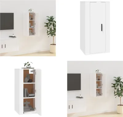 Produktbild von vidaXL TV Wandschrank Weiß 40x34,5x80 cm - TV-Wandschrank - TV-Wandschränke - TV-Schrank - TV-Konsole