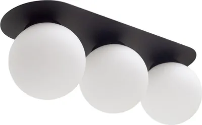 Produktbild von Deckenlampe Glas Metall E27 Schwarz Weiß 3-flammig Kugelschirm