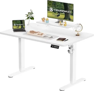 Imagen del producto de Escritorio de altura ajustable con soporte para monitor, 140 x 60 cm
