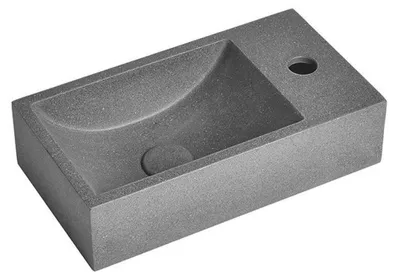 Produktbild von Sapho CREST R Betonwaschbecken mit Auslauf, 40x22cm, schwarzer Granit