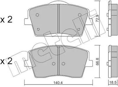 Obrázek produktu pro METELLI 22-1186-0, sada brzdových destiček, přední, pro vozidlo VOLVO XC40 (536)