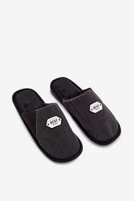 Produktbild von Herrenhausschuhe mit Aufnäher Schwarz Presine 43