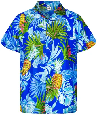 Produktbild von Lässiges Hawaii-Hemd im Funky-Stil – Ananasblatt-Print – Kurze Ärmel