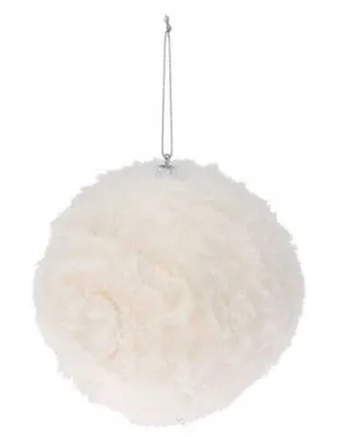 Produktbild von Christbaumschmuck aus weißem Kunstfell, 12 cm