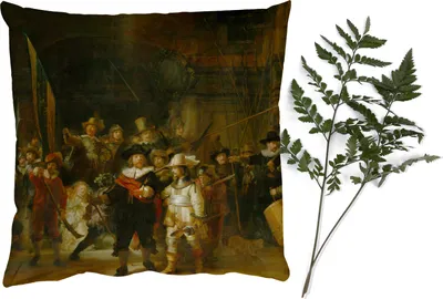 Produktbild von MuchoWow® Zierkissen Sofakissen Wohnzimmer Dekokissen 60x60 cm Die Nachtwache - Kunst - Alte Meister - Rembrandt - Sitzfläche - Foto Polster