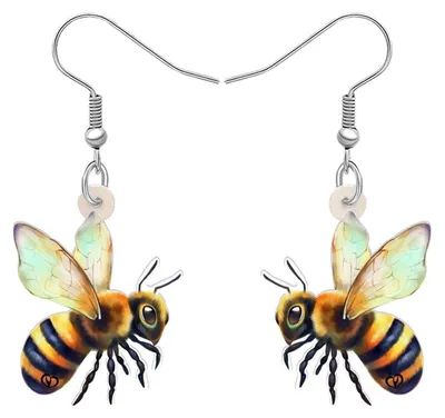 Immagine prodotto di Orecchini pendenti in acrilico a forma di ape, ideali per donne e ragazze, perfetti come regalo