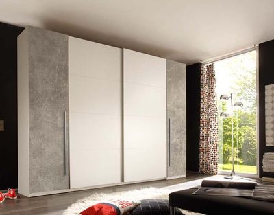 Kleiderschrank "Ketty III" Weiß / Beton
