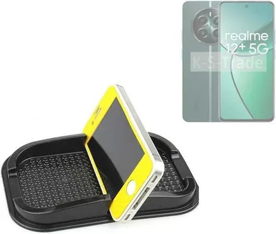 Produktbild von K-S-Trade Auto Anti Rutsch Matte Smartphone-Halter kompatibel mit Realme 12+ 5G Haft Pad Armaturenbrett Handy-Halterung Silikon