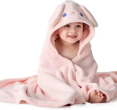 Produktbild von Babyhandtuch 80 x 80 cm, mit Kapuze, Korallenfleece, für Neugeborene