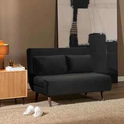 Produktbild von Bronx71 Schlafsofa 1,5-Sitzer Kristian Samt schwarz