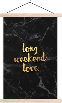 Produktbild von MuchoWow® Textilposter Zitate - Liebe - Gold - Marmor 40x60 cm mit holzfarbenen Rahmen - Poster