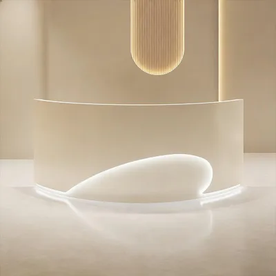 Produktbild von Empfangstheke Theke geschwungene Tresen Kasse Empfangstresen beige 140*60*100cm【 M Duihao 140】