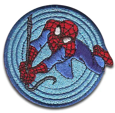 Obrázek produktu pro Marvel © Spiderman Comic Web Round - nášivka, nažehlovací, nažehlovací, nášivka, nažehlovací, velikost: 6,1 x 6,2 cm