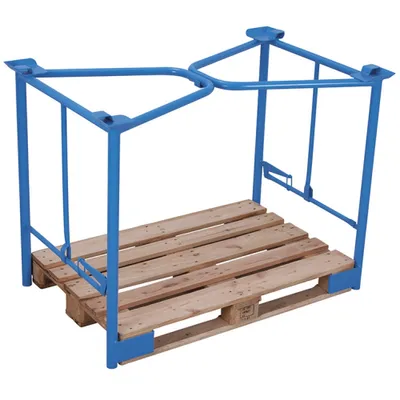 Produktbild von VARIOfit Palettenaufsatz Typ 65k mit Klemmvorrichtung aus Stahl 1200x800mm Maße, 1000mm Höhe Enzianblau RAL 5016