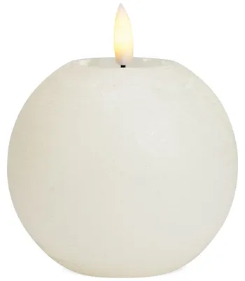Immagine prodotto di Candela a sfera a LED, vera candela di cera tremolante, Ø 10x9 cm, bianco