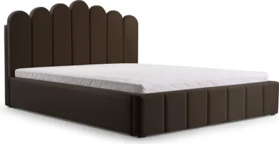 Produktbild von MOEBLO Polsterbett Bett 03 – Doppelbett mit Kopfstütze, Rahmenbettgestell, Bettkasten, Lattenrost und gepolstertem Kopfteil, Double - 180x200 - Dark Brown (TRINITY 8)