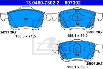 Produktbild von ATE 13.0460-7302.2 Bremsbeläge Satz Vorne für FIAT 500L (351, 352)