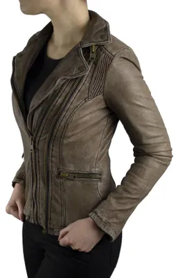 Image de Veste en cuir Damen, modèle Betty, Bershka – marron / taille 2XL
