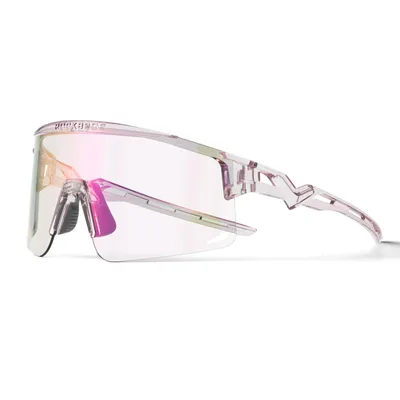 Image de ROCKBROS Lunettes de vélo Photochromiques Anti-buée Outdoorsports Protection UV Lunettes de vélo de course Lunettes de sport Monture violette/ Verres photochromiques