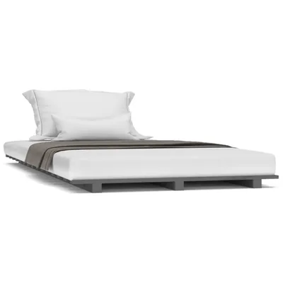 Image de Cadre de lit sans matelas gris 90x200 cm bois de pin massif