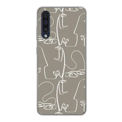 Produktbild von MuchoWow® Handyhülle Schutzhülle Hülle für Samsung Galaxy A30s Muster - Kopf - Strichzeichnung Silikon Softcase Handy Hülle - Karteninhaber
