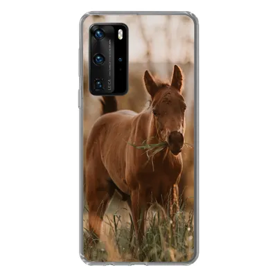 Produktbild von MuchoWow® Handyhülle Schutzhülle Hülle für Huawei P40 Pro Pferd - Sonne - Gras Silikon Softcase Handy Hülle - Schutz