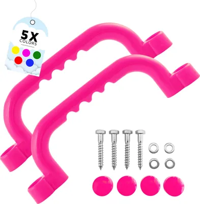 Produktbild von GO!elements Haltegriff und Spielhaus Zubehör Outdoor | Klettergriffe Kinder Outdoor | Haltegriffe Spielturm oder Baumhaus Zubehör inkl. Befestigungsmaterial | Paarweise (2 Stück), Farbe: Pink