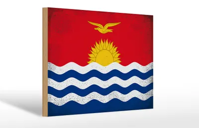 Produktbild von Holzschild Flagge Kiribati 30x20cm Flag Kiribati Vintage