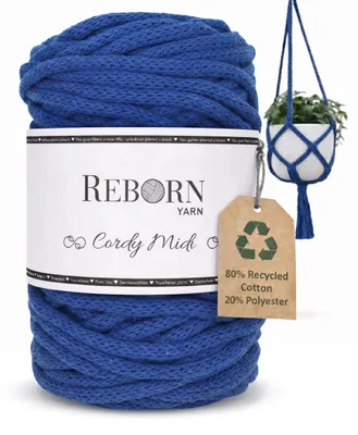 Productafbeelding van Makramee garen 4mm Cordy Midi, 250g katoenen koord, zacht en scheurvast, kleur: 157 Royal Blue