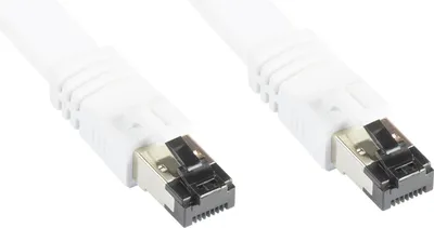 Produktbild von FLACH-Patchkabel Cat. 8.1, U/FTP, PiMF, halogenfrei (LSZH), 2000MHz, 40Gbit/s, weiß, 0,5m, Good Connections®