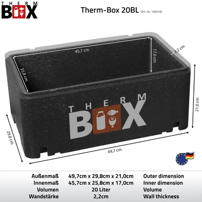 Immagine prodotto di Thermobox da 20 litri, dimensioni 45x25x17 cm, in polistirolo, ideale per il campeggio
