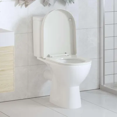 Produktbild von vidaXL Toilettensitz mit Absenkautomatik Weiß Quadratisch