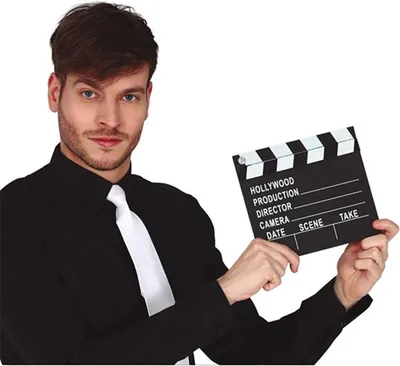 Productafbeelding van Film, Hollywood, regieklap, carnaval, festival, videodraai, set, regisseur, accessoires, kostuum, feest, evenement, rekwisiet, scèneklap, kleur: zwart