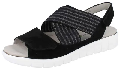 Produktbild von WALDLÄUFER H-Lotta Damen Sandale schwarz Velourleder Synthetik - Größe: UK 5,5