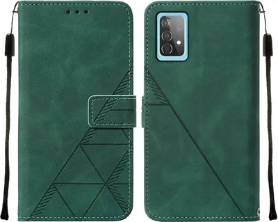 Produktbild von Galaxy A52 4G Hülle, Schlank Prägung Flip Leder Kartenfächer Schutzhülle mit Ständer für Samsung Galaxy A52 4G / 5G / A52S 5G Grün