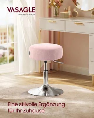Produktbild von Schminkstuhl - Barhocker - 360° drehbar - Kunstleder - Dick gepolstert - Für Schlafzimmer - Pastellrosa