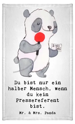 Produktbild von Mr. & Mrs. Panda Handtuch Pressereferent Herz - Weiß - Geschenk, gäste wc, Gäste-WC, Frotteetuch, Studium, Witzig, Spruch, Kleines, Lustig, Klein