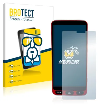 A product shot of a screen protector packaging and a smartphone with a screen protector applied.