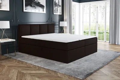 Produktbild von Boxspringbett ABI 140 x 200 mit 2 Bettkästen, Bonell-Matratze und Topper. Farbe: Schwarz