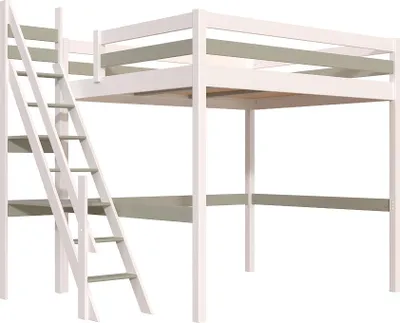 Produktbild von Hochbett 160x200 Sylvia mit Müllertreppe - Weiß/Mokka
