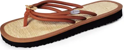Produktbild von CINNEA® »OLINDA« Zimt-Wellness Dianetten gegen Fußschweiß, braune Rundriemen mit Seidenblüte, Haussandalen Farbe braun Größe 42/43