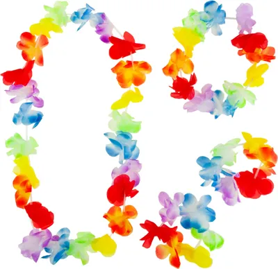 Immagine prodotto di Set di fiori hawaiani aloha - collana, nastro, braccialetti