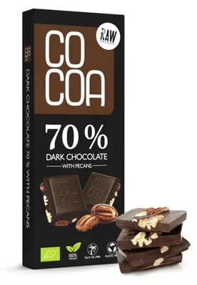 Image de Chocolat noir 70% avec noixPegan 40 g - Cacao