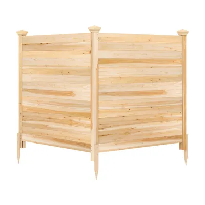 Produktbild von KOMFOTTEU 2-teiliger Sichtschutzzaun, Gartenzaun aus Tannenholz, Zaunelement Set inkl. 3 Pfosten, Sichtschutz für Mülltonnen, Klimaanlage & Pooltechnik, Holzzaun für Garten & Terrasse, 119 x 119 x 115,5 cm