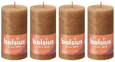Produktbild von 4er-Set Stumpenkerze - Höhe 13 cm - Durchmesser 6,8 cm - Rustik - Gewürzbraun