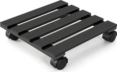 Produktbild von Faziango 3X WPC Pflanzenroller 30cm, Blumenroller Tragkraft 80 KG, Rolluntersetzer mit Rollen, Kübelroller für Pflanzen, Blumentopf(Eckig, Grau)