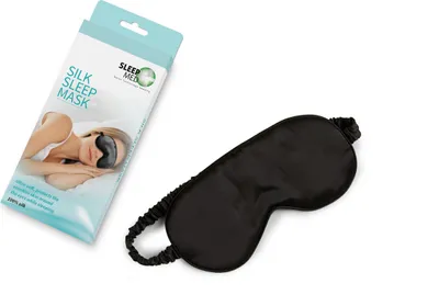 Produktbild von SLEEPMED Schwarze Nachtmaske aus Seide & Baumwolle, Komfortable Augenmaske mit Gummiband, Luxus Schlafmaske für empfindliche Augen, 20,5x10x0,2cm, unisex