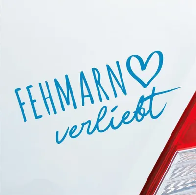 Produktbild von Auto Aufkleber Fehmarn verliebt Herz Insel Ostsee Liebe Car 19x8 cm Hellblau Sticker Heckscheibenaufkleber
