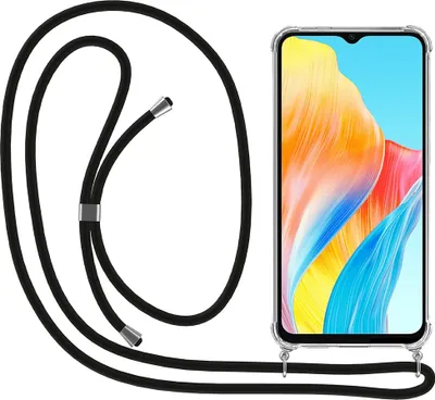 Immagine prodotto di Smartphonica Custodia per telefono adatta per Oppo A18 / A38 con cavo e paraurti - Custodia con cavo del telefono - Custodia Backcover in TPU antiurto con cordino - Trasparente